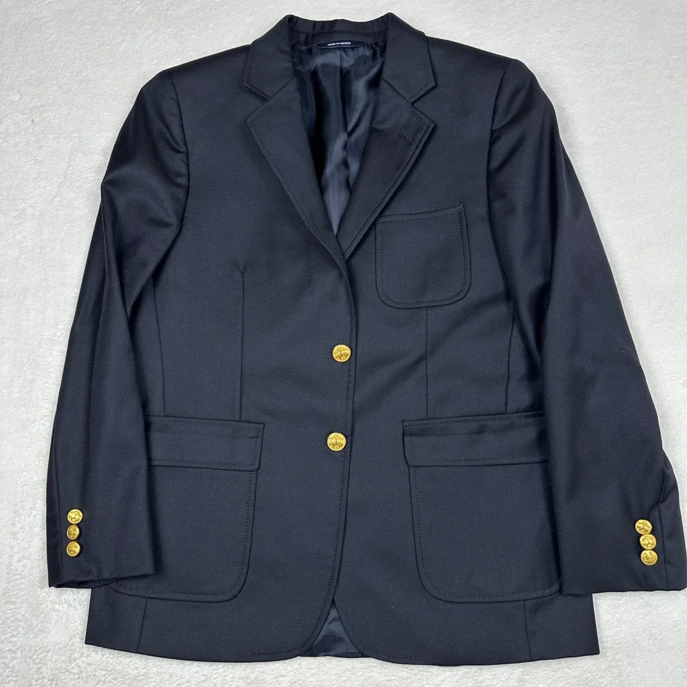 Brooks Brothers Boys Navy Blue Loro Piana Super‎ 120s Wool Blazer Jacket Size 16